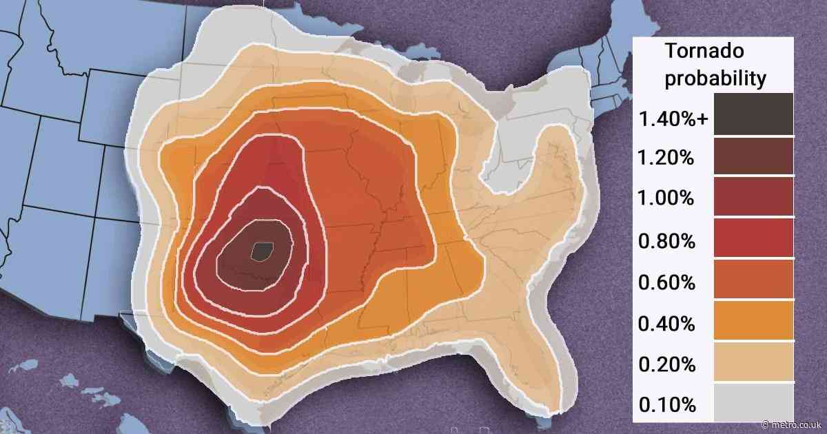 Map shows where in the US is most at risk of tornados this season
