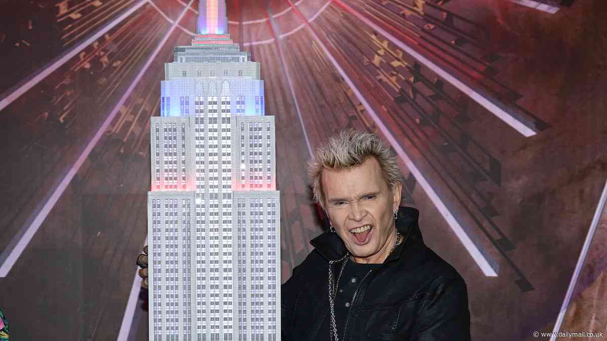 Billy Idol, 68, lights the Empire State Building red and blue in honor of the 40th anniversary of Rebel Yell
