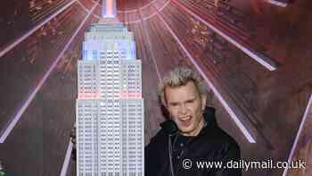 Billy Idol, 68, lights the Empire State Building red and blue in honor of the 40th anniversary of Rebel Yell