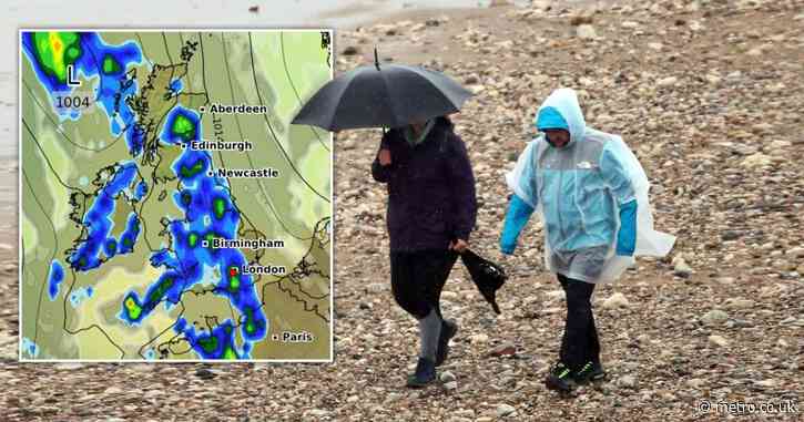 Map shows parts of the UK set for a wet and windy bank holiday