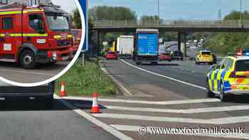 M40: Fire services update serious lorry crash near Bicester