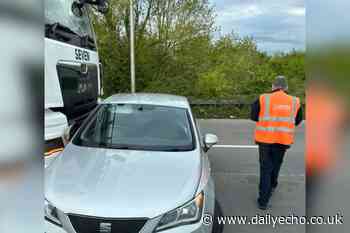 Delays as lorry crashes into car on M271 Southampton