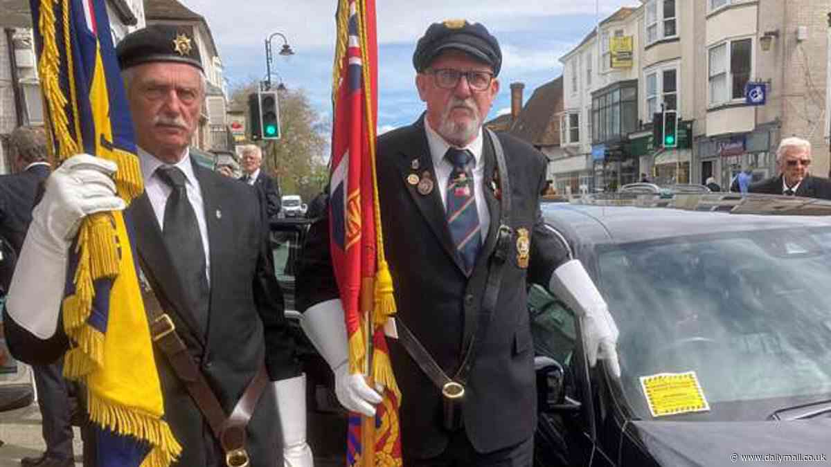 Fury at D-Day hero's funeral as traffic warden slaps ticket on cortege limo outside the church as mourners paid final farewell to 98-year-old Legion d'Honneur winner