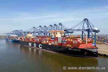 One of the biggest cargo ships in the world docks at UK port
