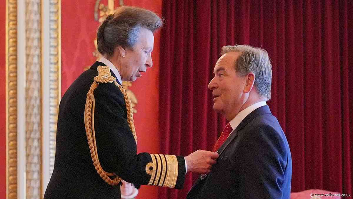 Unbelievable, Anne! Jeff Stelling receives MBE from the Princess Royal after raising £1.7m for fight against prostate cancer with 34 marathon walks