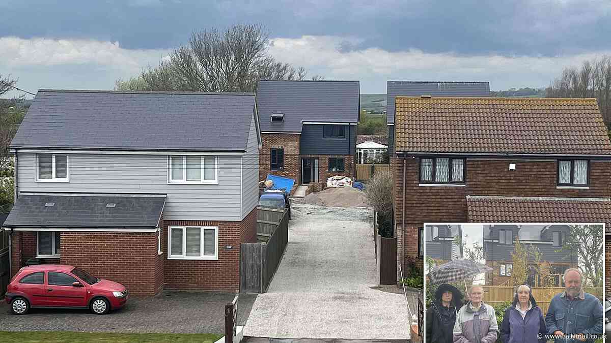 Furious homeowners say it feels like they're 'living in a box' because of two 'monstrous' newbuild properties that have been built overlooking their gardens