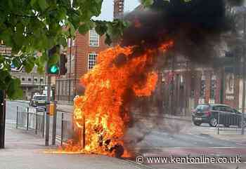Bike goes up in flames in town centre