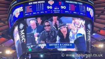Knicks fans say Cardi B 'CURSED' team in loss to Sixers... after rapper and husband Offset are shown moments before team's fourth-quarter collapse