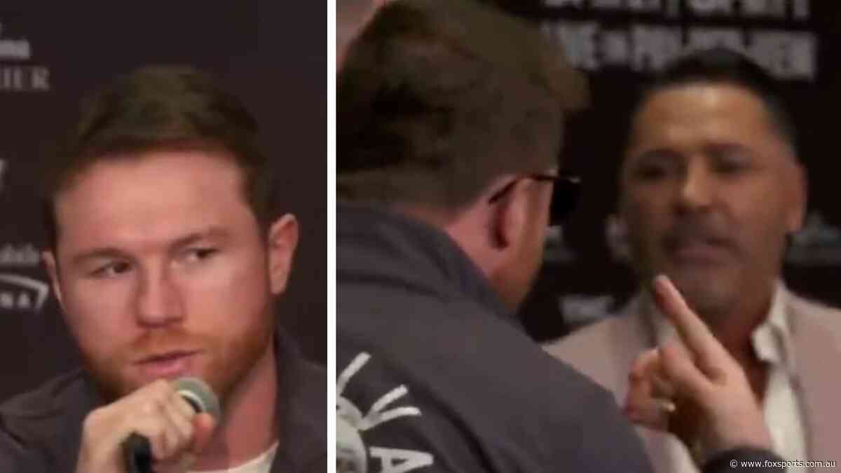 ‘F***ing a**hole’: Canelo accuses boxing great of theft in fiery press conference ahead of ‘Mexican war’