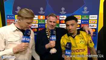 Jamie Carragher conducts hilarious post-match interview with Jadon Sancho after drinking 'eight pints' with the Yellow Wall during Borussia Dortmund's first leg win over PSG