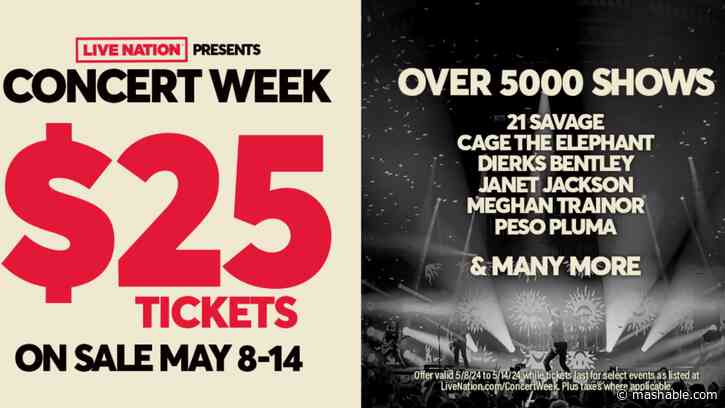 Live Nation is dropping $25 all-in tickets to over 5,000 shows for Concert Week