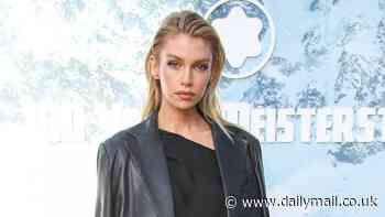 Stella Maxwell looks sleek in a black gown and leather blazer as she attends Montblanc event in Los Angeles