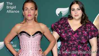 Busy Philipps squeezes into spiked latex corset as Beanie Feldstein fancies floral frock at fifth annual Brigid Alliance benefit in NYC