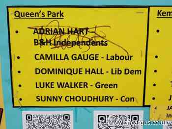Brighton by election poster defaced four times