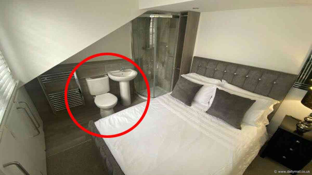 This house is a bit of a dump! Duplex described as 'open plan ensuite' up for rent at £795 a month has TOILET directly next to the bed