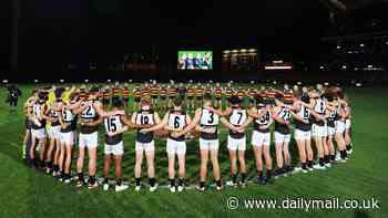 Adelaide Crows and Port Adelaide make anti-domestic violence statement in emotional tribute ahead of The Showdown.. but fans are not impressed