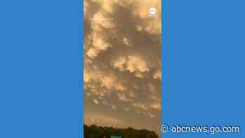 WATCH:  Mammatus clouds fill the sky as severe weather hits Kansas
