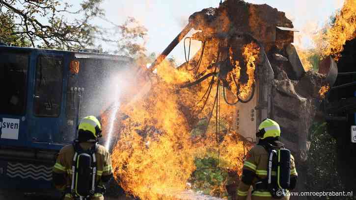 Graafmachine raakt gas- en elektriciteitsleiding en zorgt voor brand