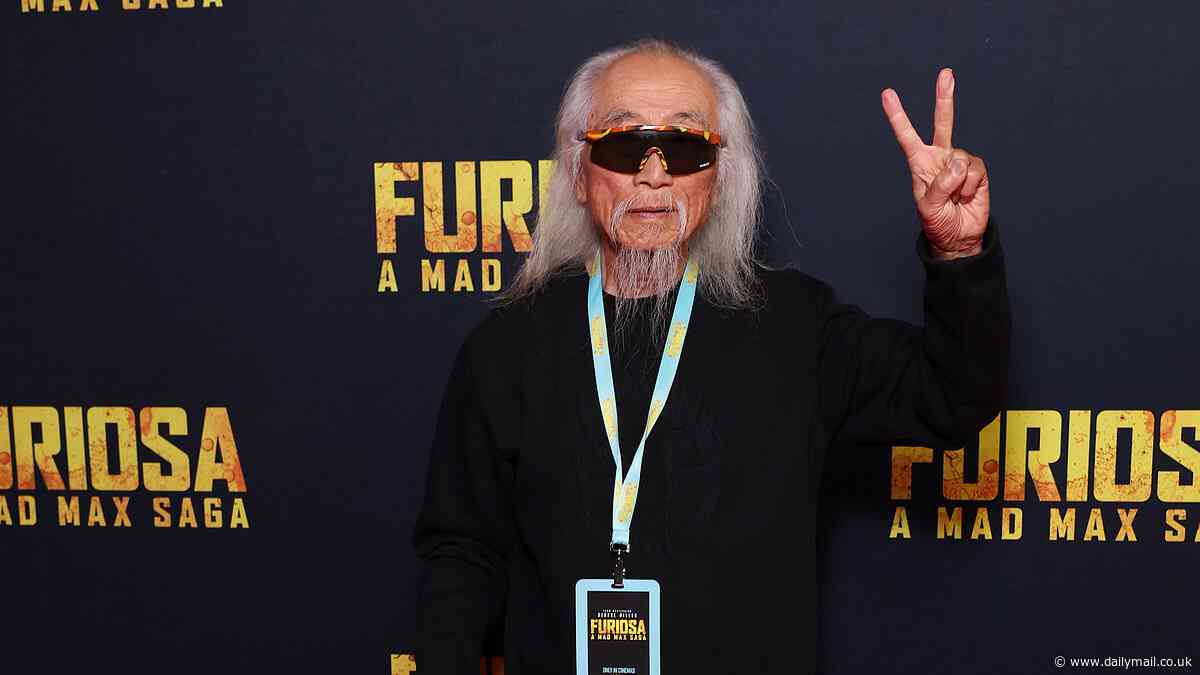 Iconic activist Danny Lim flashes the peace sign at the Australian premiere of Furiosa: A Mad Max Saga