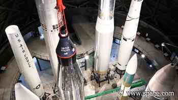 Restored Atlas rocket erected on display as Mercury astronaut's ride to orbit