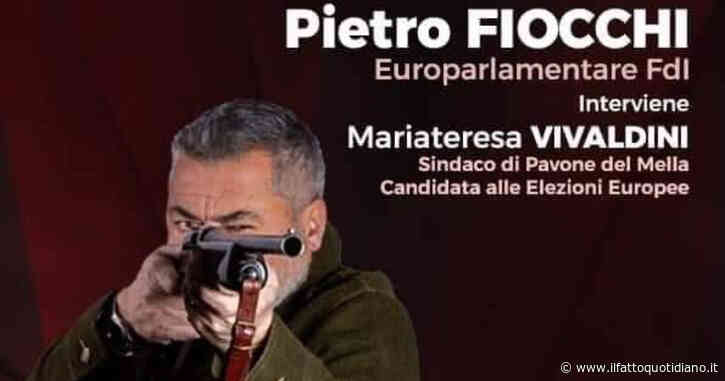 Europee, il fucile puntato e pronto a sparare: nuova bufera per i manifesti elettorali di Fiocchi (FdI)