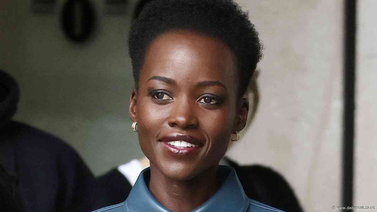 Lupita Nyong'o looks incredible in a stylish blue leather dress as she promotes new film A Quiet Place: Day One in London