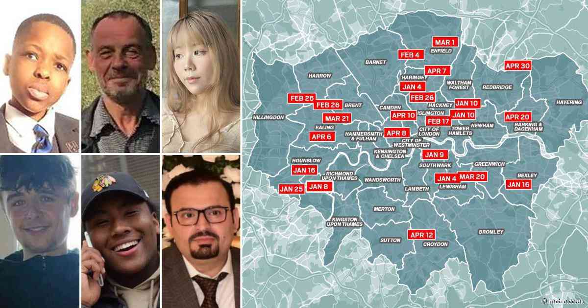 Map reveals list of fatal stabbings in London so far in 2024
