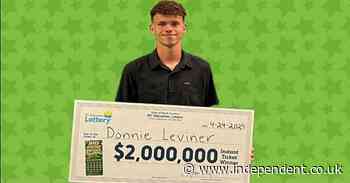 Teenager wins $2m lottery jackpot from one of first times he ever bought ticket