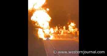 Tractor-Trailer Carrying Thousands of Gallons of Gas Erupts, Sets Highway Ablaze in Shock Incident