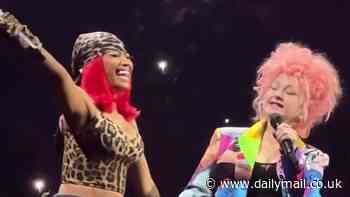 Nicki Minaj surprises Barbz as she brings out Cyndi Lauper to perform Pink Friday Girls in Brooklyn
