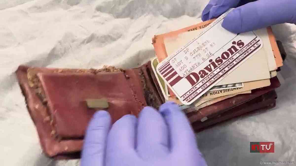 Woman's wallet from 1958 is found in movie theatre bathroom - with library cards and gas receipts unearthing trove from a by-gone era