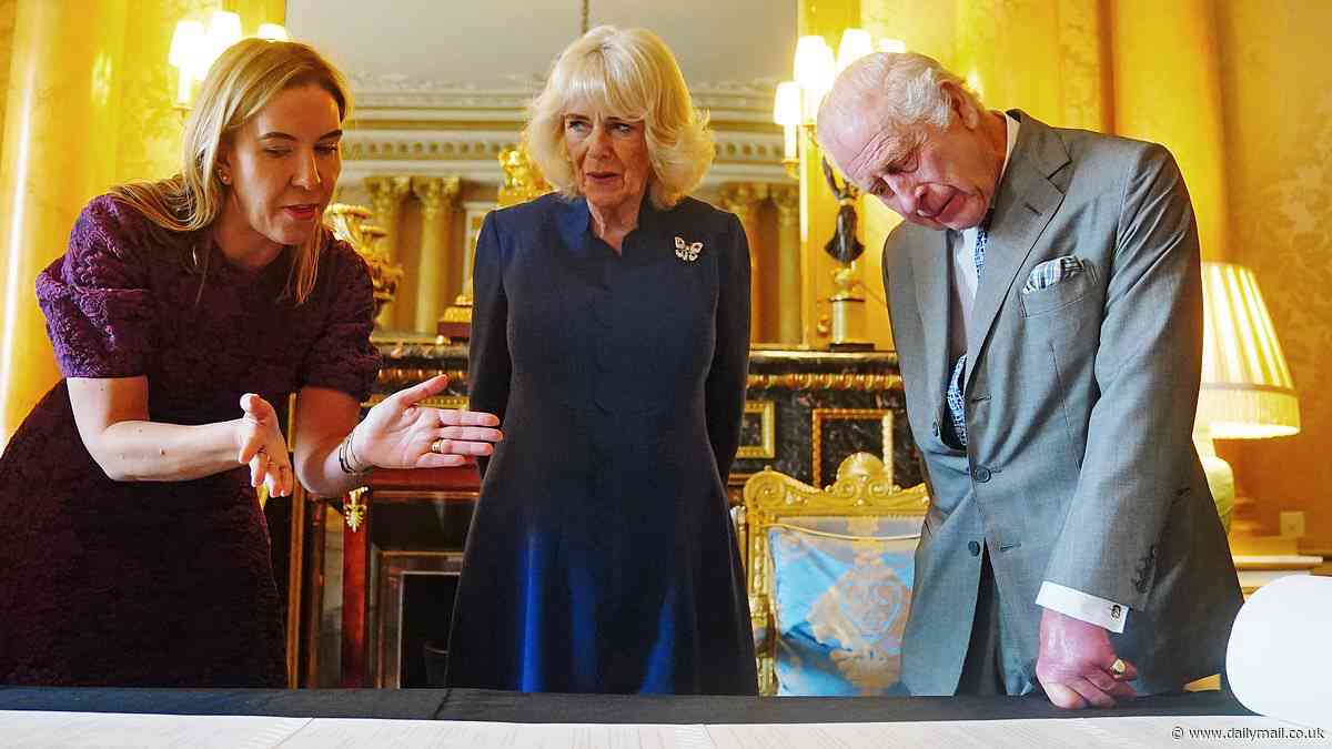 King Charles and Queen Camilla receive their Coronation Roll - almost a year since they were crowned at Westminster Abbey
