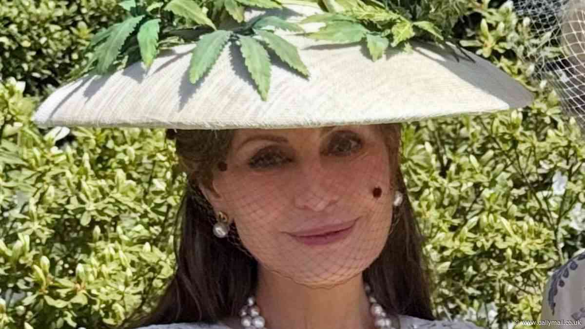 RICHARD EDEN: Princess Diana's hatmaker Marina Killery wears headwear decorated with marijuana leaves to society event