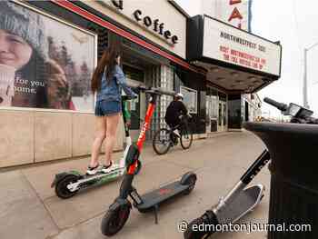 Edmonton e-scooter users may be dinged for bad parking, ridership up