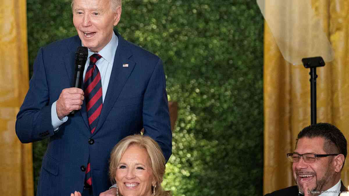 Joe crashes Jill Biden's first ever state dinner for America's teachers: White House wines and dines educators and union leaders