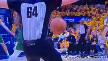 Aw nuts! Watch moment referee gets hit in the CROTCH with the ball during the Pacers' elimination of the Bucks