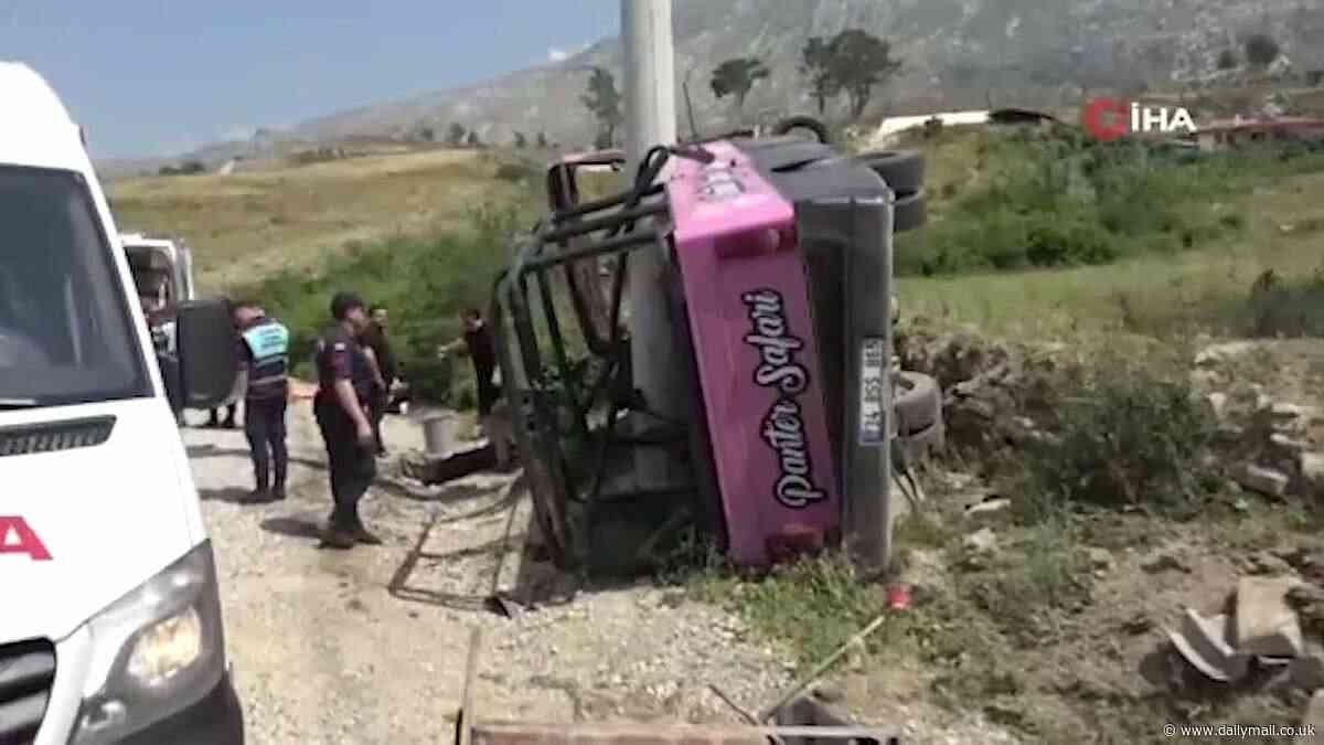 11 Brits injured in open-top bus horror crash: Tourist vehicle overturns in Turkey, throwing passengers from the vehicle after smashing into another coach and swerving off the road