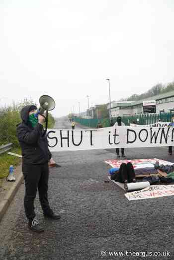 Palestine protesters blockade Brighton arms factory