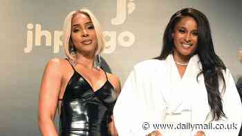 Kelly Rowland rocks sexy black latex dress to honor gal pal Ciara at Jhpiego Laughter is the Best Medicine Gala in Beverly Hills