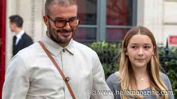 Harper Beckham parties for dad David's birthday in new lacy outfit