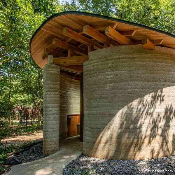 Tono Mirai Architects encloses toilet in Japanese park with rammed earth