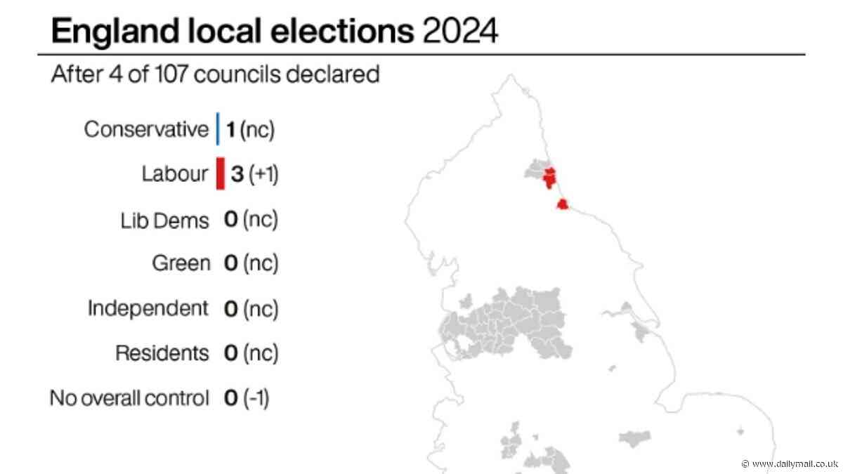 Local elections results 2024: Map reveals where parties have made gains and losses amid tussle for power between Tories and Labour - so who won in YOUR area?
