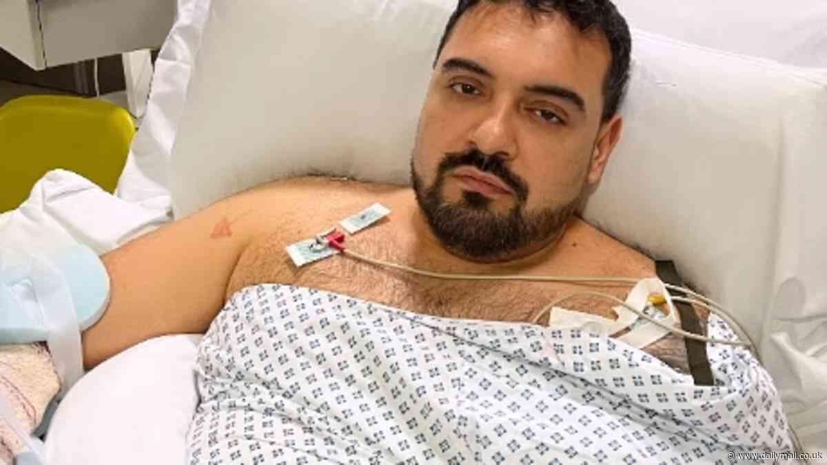 Hero father, 35, who 'protected his wife and four-year-old daughter from sword-wielding killer' posts update from hospital bed - as he thanks emergency services for 'keeping me alive'