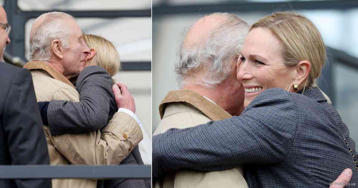 King Charles gets a kiss and cuddle from his niece on surprise visit