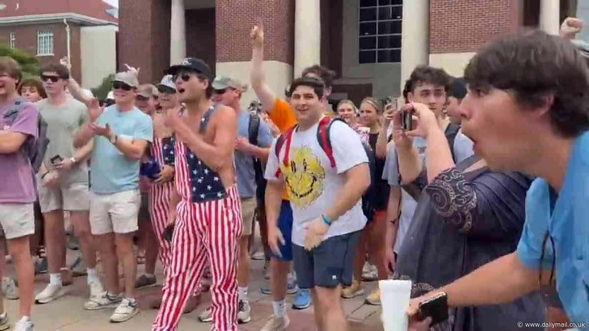 University of Mississippi students taunt black female protester with racist monkey noises and 'Lizzo' chants in shameful clash at Ole Miss demo