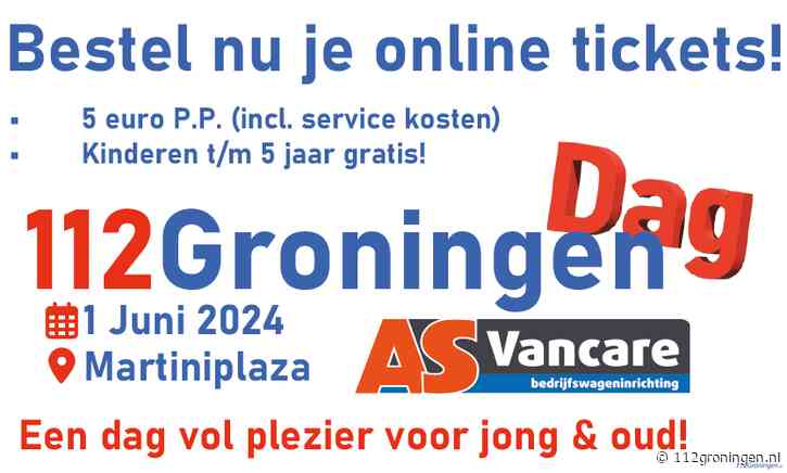 E-tickets voor de `Vierde editie 112GroningenDag(6900 M2 stands)` op 1 juni 2024 bestel je nu alvast