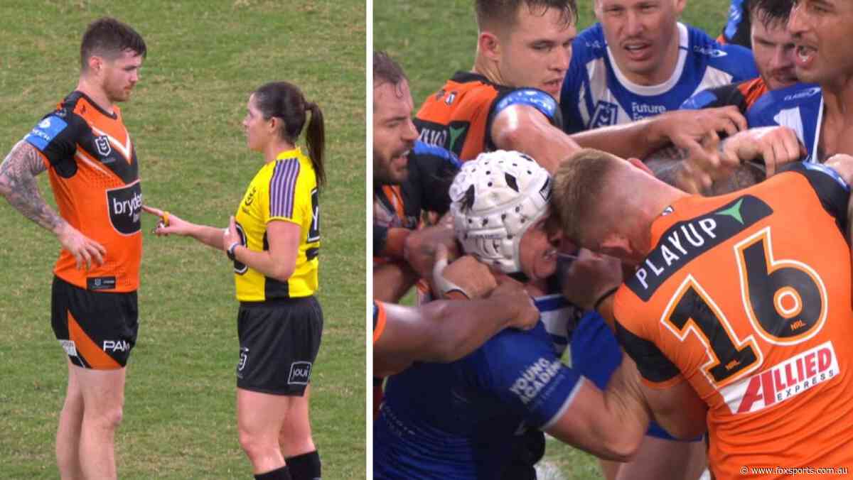 ’Hostile’: Tensions boil over amid TWO sin bins in fiery Dogs and Tigers clash