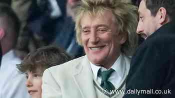 Beaming Sir Rod Stewart, 79, spends quality time with lookalike son Aiden, 12, as his beloved team Celtic FC smash Hearts 3-0 in the Scottish Cup