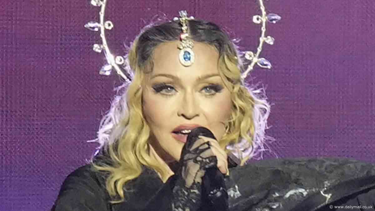 Madonna, 65, hits the stage to perform historic FREE concert for thousands of fans in Rio de Janeiro, Brazil - marking epic final stop on her Celebration Tour