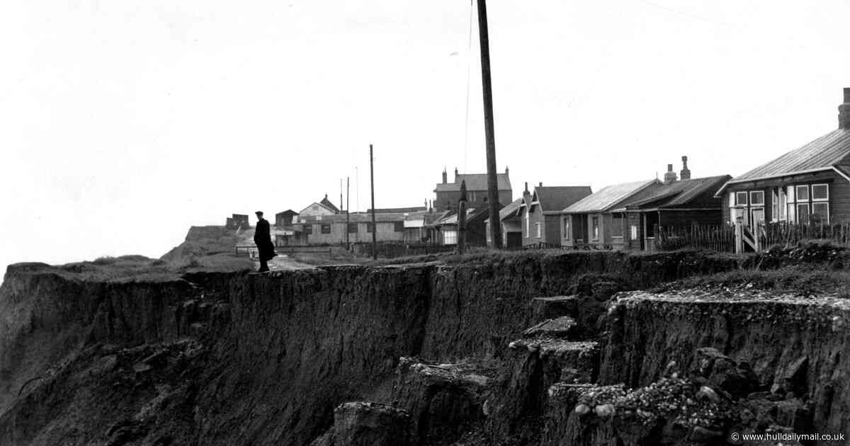 Dramatic images show East Yorkshire coastline crumbling into the sea